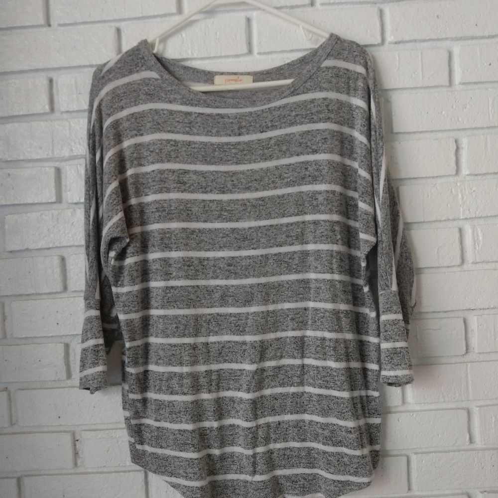 Pomelo Grey Striped Shirt Women's Size Medium